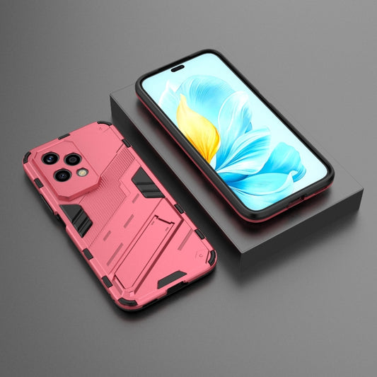 For Honor 200 Lite Global Punk Armor 2 in 1 PC + TPU Phone Case with Holder(Light Red) by buy2fix