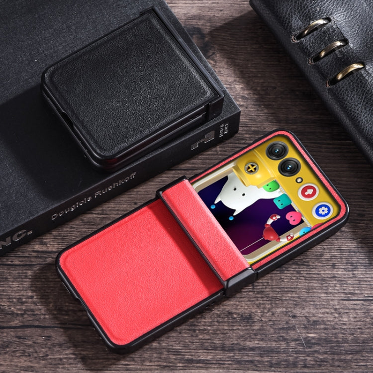 For Motorola Razr 50 Three-stage Folding Leather Texture Phone Case(Red) by buy2fix