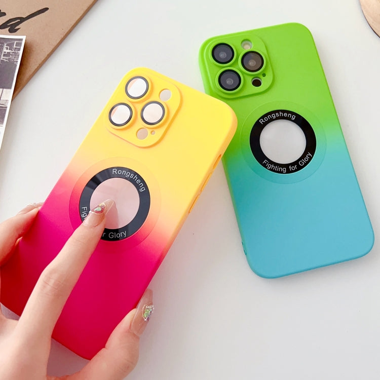 For iPhone 12 Pro Max Two-color Gradient MagSafe TPU Phone Case(Green+Blue) by buy2fix