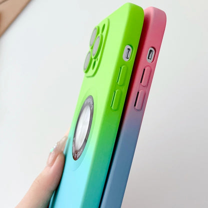 For iPhone 14 Two-color Gradient MagSafe TPU Phone Case(Pink+Blue) - iPhone 14 Cases by buy2fix | Online Shopping UK | buy2fix