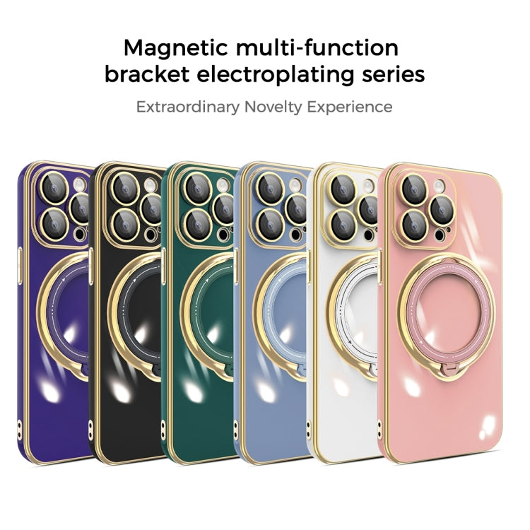 For iPhone XR Multifunction Electroplating MagSafe Holder Phone Case(Dark Green) - More iPhone Cases by buy2fix | Online Shopping UK | buy2fix