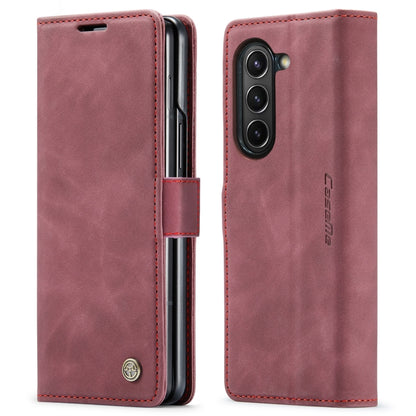 For Samsung Galaxy Z Fold5 CaseMe-013 Multifunctional Retro Frosted Leather Phone Case(Wine Red) by CaseMe