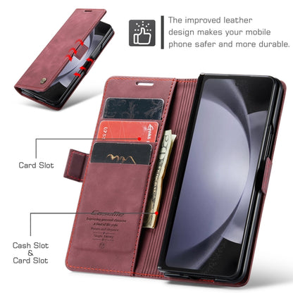 For Samsung Galaxy Z Fold5 CaseMe-013 Multifunctional Retro Frosted Leather Phone Case(Wine Red) by CaseMe