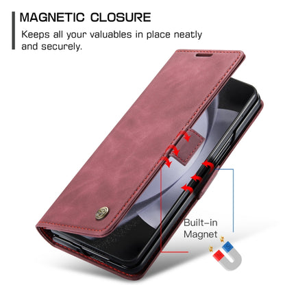 For Samsung Galaxy Z Fold5 CaseMe-013 Multifunctional Retro Frosted Leather Phone Case(Wine Red) by CaseMe