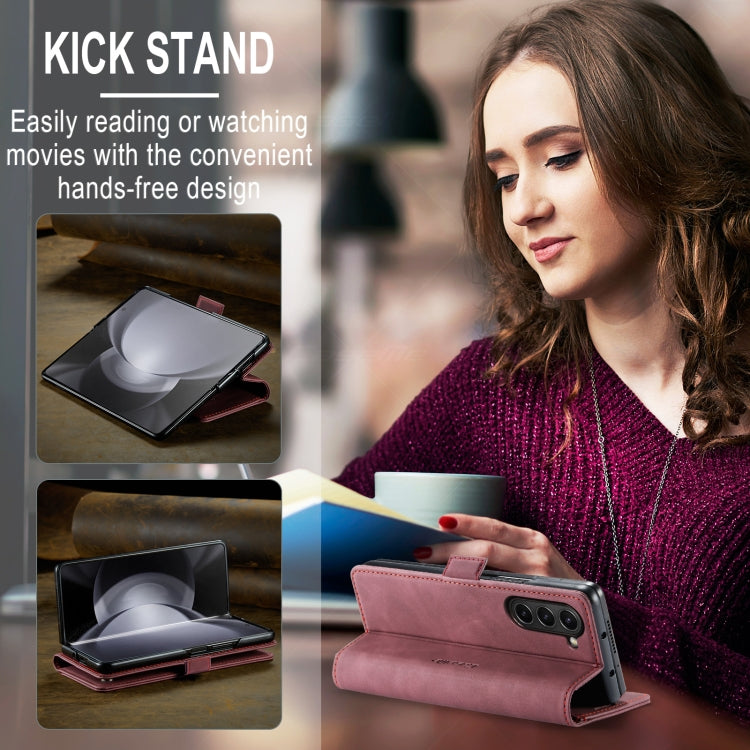 For Samsung Galaxy Z Fold5 CaseMe-013 Multifunctional Retro Frosted Leather Phone Case(Wine Red) by CaseMe