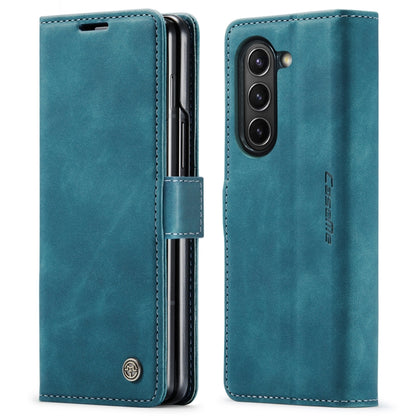 For Samsung Galaxy Z Fold5 CaseMe-013 Multifunctional Retro Frosted Leather Phone Case(Blue) by CaseMe