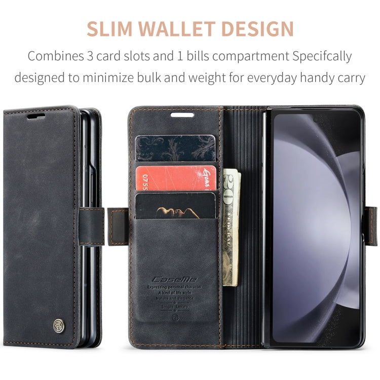 For Samsung Galaxy Z Fold5 CaseMe-013 Multifunctional Retro Frosted Leather Phone Case(Black) by CaseMe