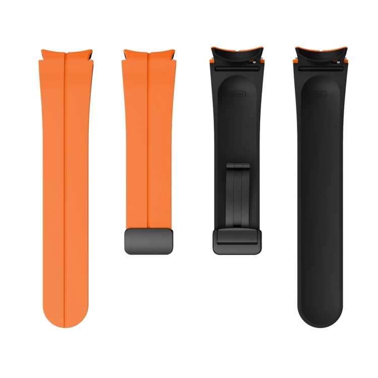 For Samsung Galaxy Watch 6 / 6 Classic Dual Color Magnetic Folding Buckle Silicone Watch Band(Orange+Black) - Watch Bands by buy2fix | Online Shopping UK | buy2fix