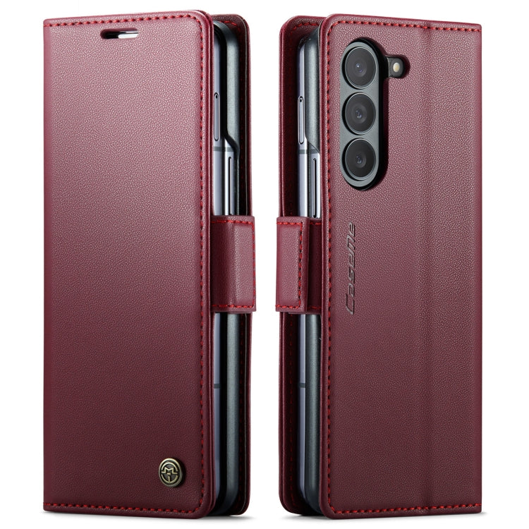 For Samsung Galaxy Z Fold5 CaseMe 023 Butterfly Buckle Litchi Texture RFID Anti-theft Leather Phone Case(Wine Red) - Galaxy Z Fold5 Cases by CaseMe | Online Shopping UK | buy2fix