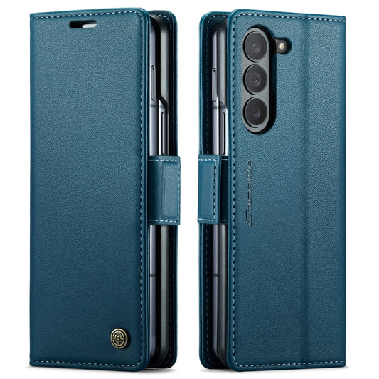 For Samsung Galaxy Z Fold5 CaseMe 023 Butterfly Buckle Litchi Texture RFID Anti-theft Leather Phone Case(Blue) by CaseMe