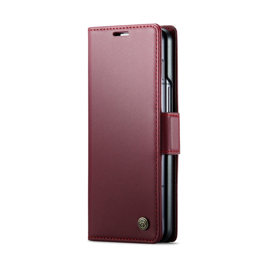 For Samsung Galaxy Z Fold6 5G CaseMe 023 Butterfly Buckle Litchi Texture RFID Anti-theft Leather Phone Case(Wine Red) by CaseMe