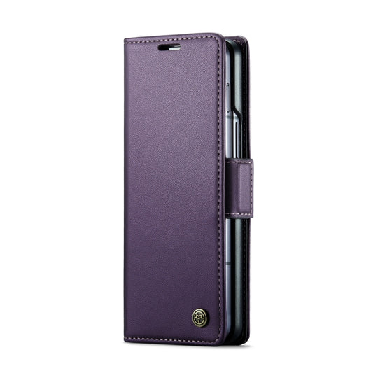 For Samsung Galaxy Z Fold6 5G CaseMe 023 Butterfly Buckle Litchi Texture RFID Anti-theft Leather Phone Case(Pearly Purple) by CaseMe