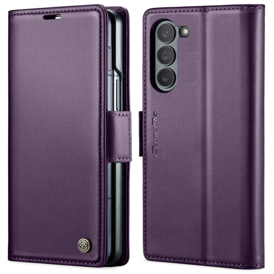 For Samsung Galaxy Z Fold6 5G CaseMe 023 Butterfly Buckle Litchi Texture RFID Anti-theft Leather Phone Case(Pearly Purple) by CaseMe