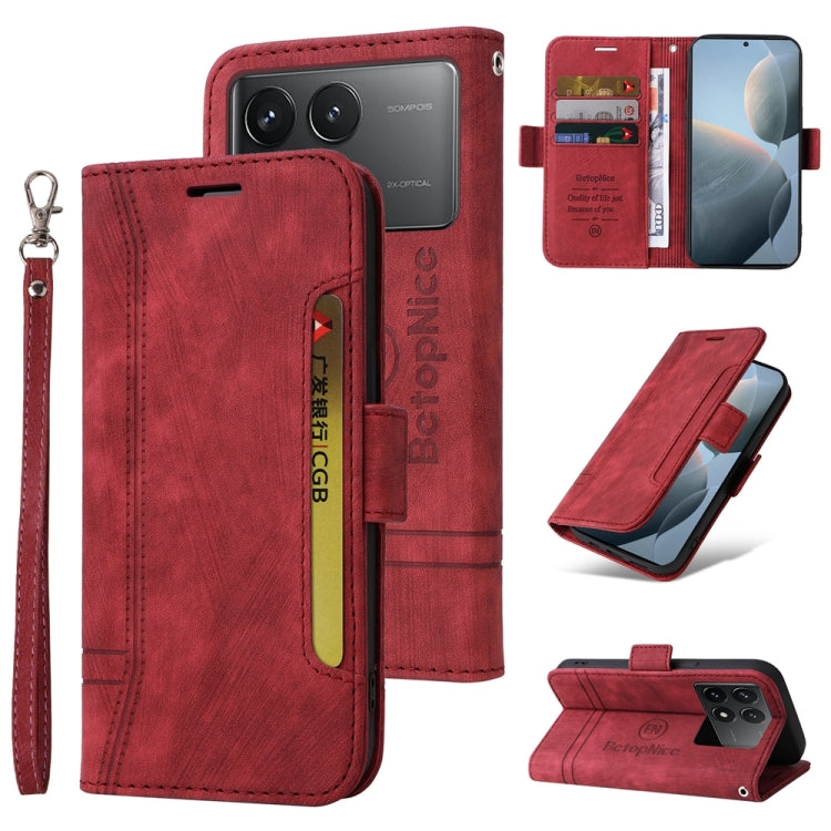 For Xiaomi Redmi K70 / K70 Pro 5G BETOPNICE Dual-side Buckle Leather Phone Case(Red) - K70 Cases by BETOPNICE | Online Shopping UK | buy2fix