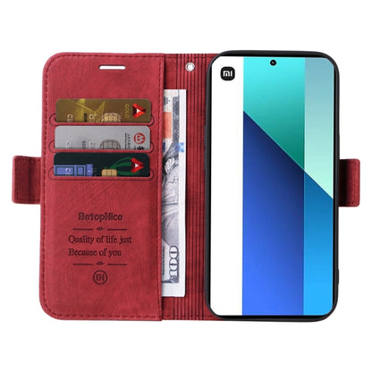 For Xiaomi Redmi Note 13 4G BETOPNICE Dual-side Buckle Leather Phone Case(Red) - Note 13 Cases by BETOPNICE | Online Shopping UK | buy2fix