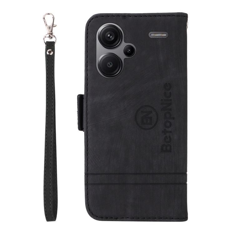 For Xiaomi Redmi Note 13 Pro+ 5G Global BETOPNICE Dual-side Buckle Leather Phone Case(Black) - Note 13 Pro+ Cases by BETOPNICE | Online Shopping UK | buy2fix