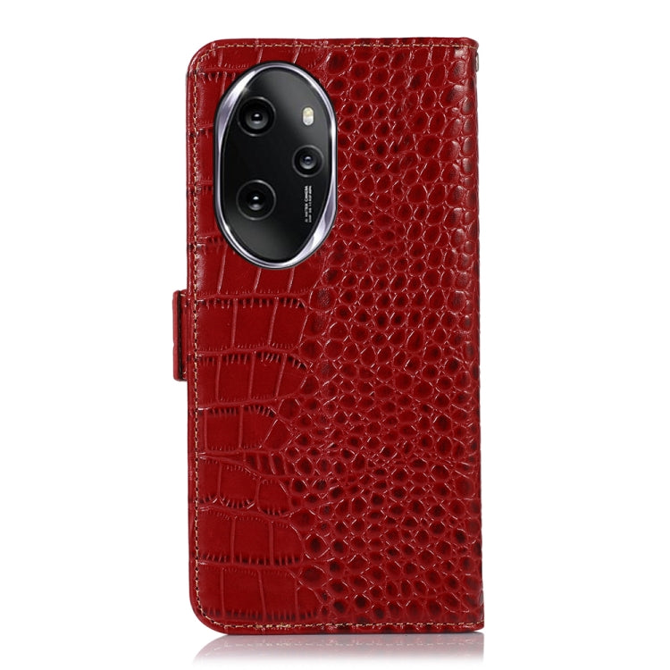 For Honor 100 Pro Crocodile Top Layer Cowhide Leather Phone Case(Red) - Honor Cases by buy2fix | Online Shopping UK | buy2fix