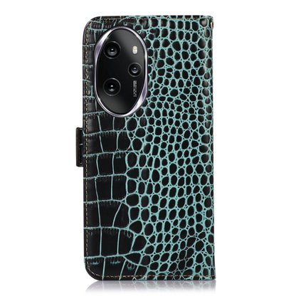 For Honor 100 Pro Crocodile Top Layer Cowhide Leather Phone Case(Green) - Honor Cases by buy2fix | Online Shopping UK | buy2fix