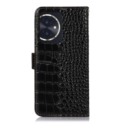 For Honor 100 Crocodile Top Layer Cowhide Leather Phone Case(Black) - Honor Cases by buy2fix | Online Shopping UK | buy2fix