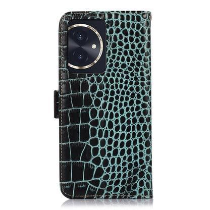For Honor 100 Crocodile Top Layer Cowhide Leather Phone Case(Green) - Honor Cases by buy2fix | Online Shopping UK | buy2fix