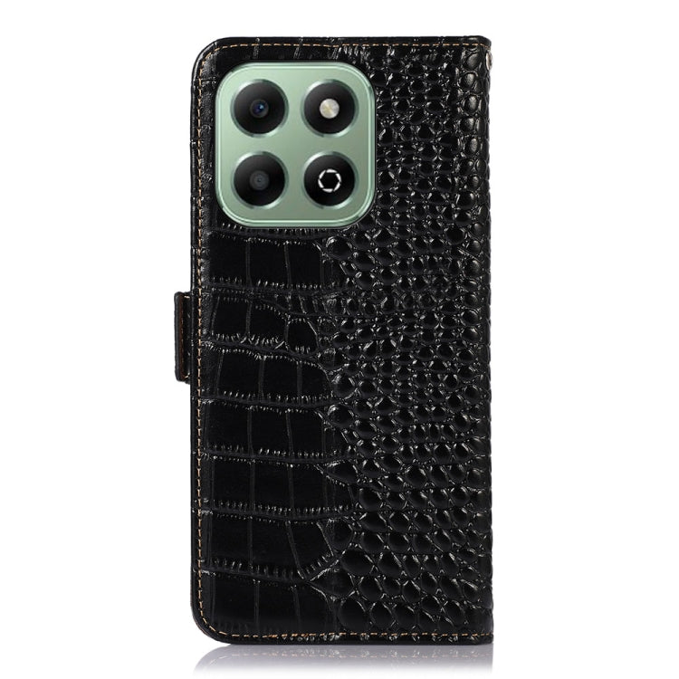 For Honor X6b Crocodile Top Layer Cowhide Leather Phone Case(Black) - Honor Cases by buy2fix | Online Shopping UK | buy2fix