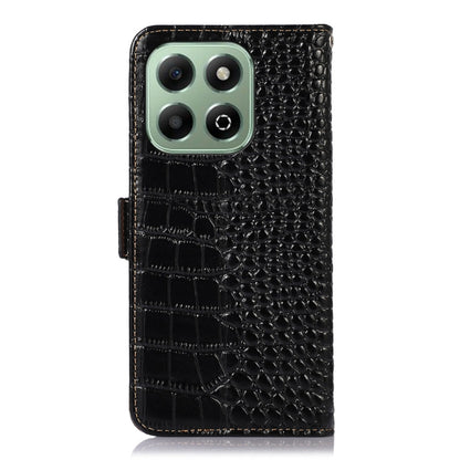 For Honor X6b Crocodile Top Layer Cowhide Leather Phone Case(Black) - Honor Cases by buy2fix | Online Shopping UK | buy2fix