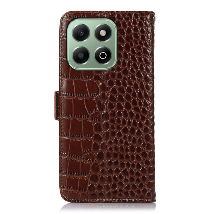 For Honor X6b Crocodile Top Layer Cowhide Leather Phone Case(Brown) - Honor Cases by buy2fix | Online Shopping UK | buy2fix