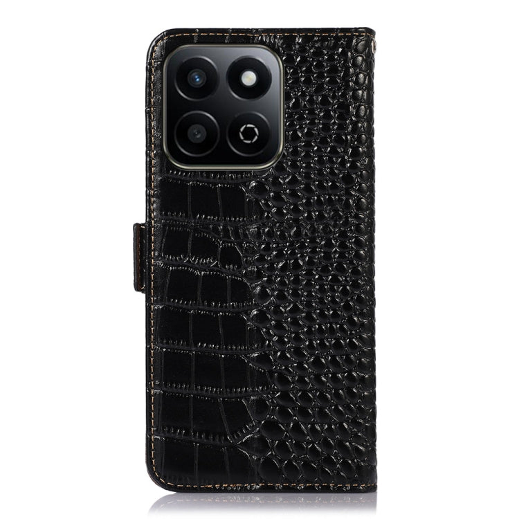 For Honor Play 60 Plus / 200 Smart Crocodile Top Layer Cowhide Leather Phone Case(Black) - Honor Cases by buy2fix | Online Shopping UK | buy2fix