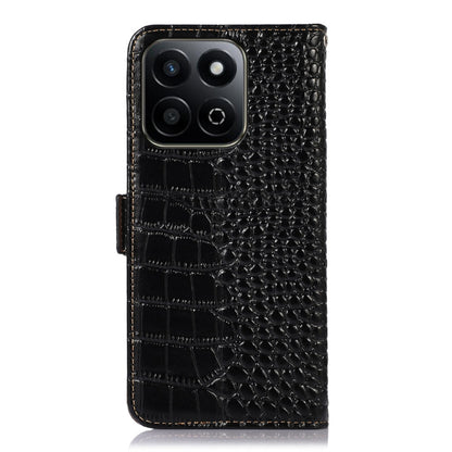 For Honor Play 60 Plus / 200 Smart Crocodile Top Layer Cowhide Leather Phone Case(Black) - Honor Cases by buy2fix | Online Shopping UK | buy2fix