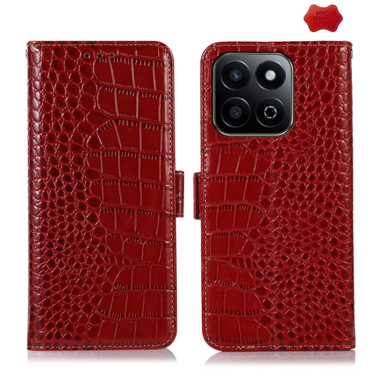 For Honor Play 60 Plus / 200 Smart Crocodile Top Layer Cowhide Leather Phone Case(Red) - Honor Cases by buy2fix | Online Shopping UK | buy2fix