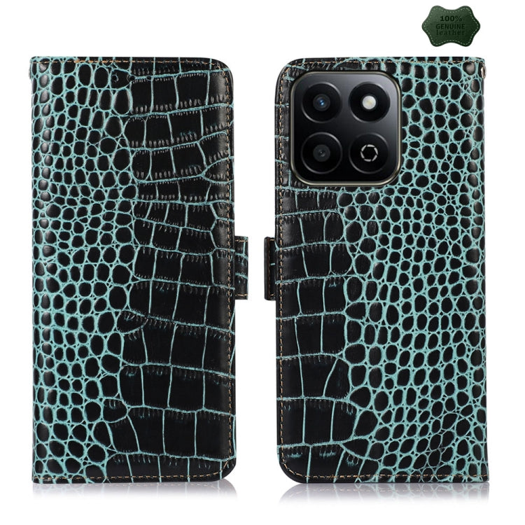 For Honor Play 60 Plus / 200 Smart Crocodile Top Layer Cowhide Leather Phone Case(Green) - Honor Cases by buy2fix | Online Shopping UK | buy2fix