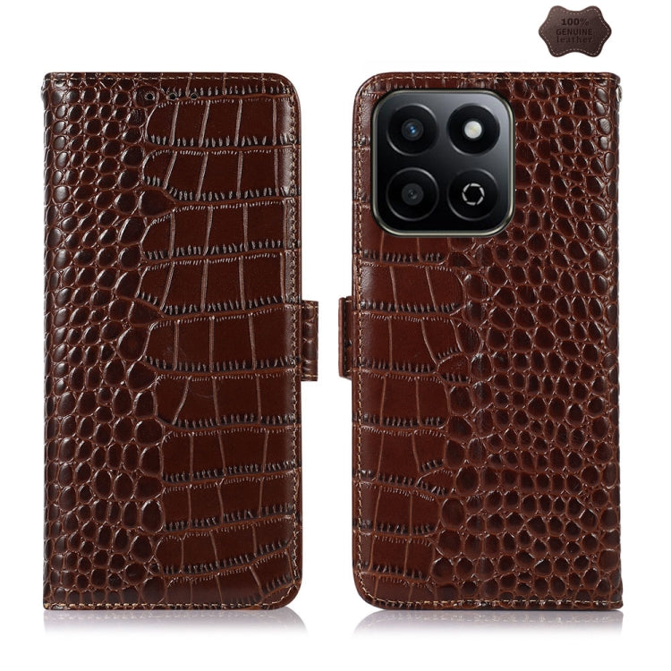 For Honor Play 60 Plus / 200 Smart Crocodile Top Layer Cowhide Leather Phone Case(Brown) - Honor Cases by buy2fix | Online Shopping UK | buy2fix