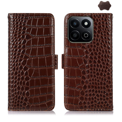 For Honor Play 60 Plus / 200 Smart Crocodile Top Layer Cowhide Leather Phone Case(Brown) - Honor Cases by buy2fix | Online Shopping UK | buy2fix