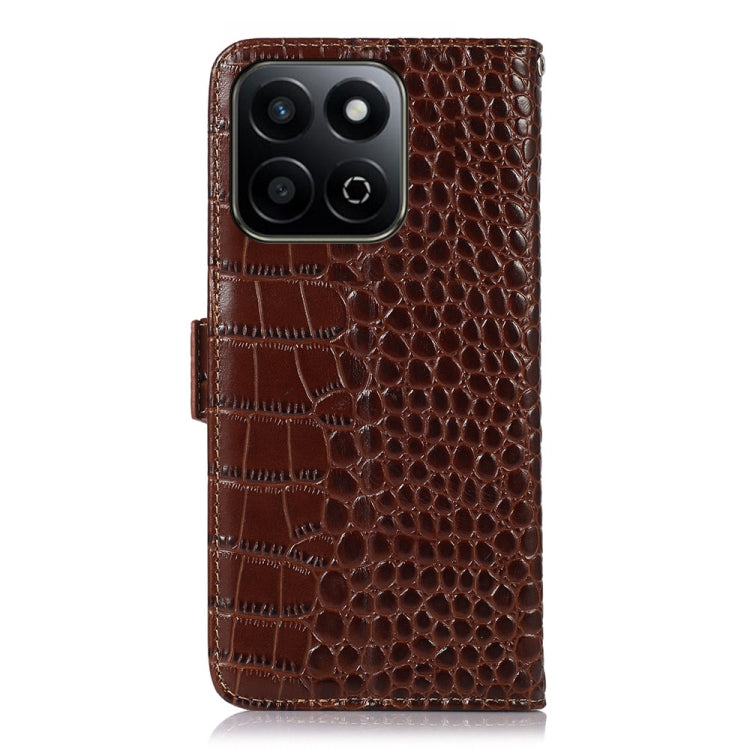For Honor Play 60 Plus / 200 Smart Crocodile Top Layer Cowhide Leather Phone Case(Brown) - Honor Cases by buy2fix | Online Shopping UK | buy2fix