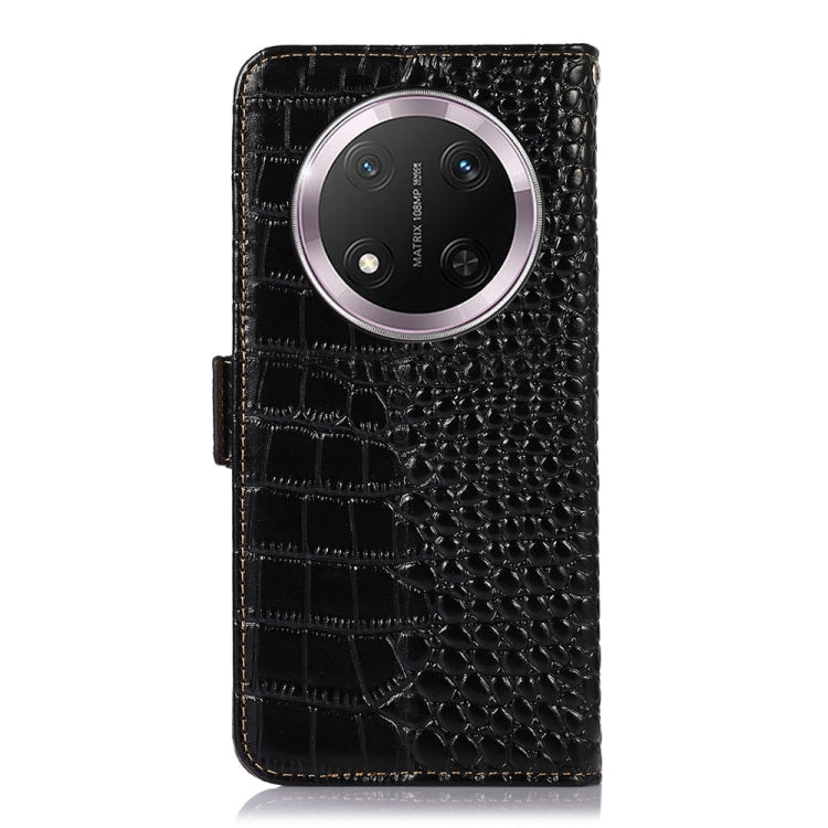 For Honor X9c 5G Global Crocodile Top Layer Cowhide Leather Phone Case(Black) - Honor Cases by buy2fix | Online Shopping UK | buy2fix