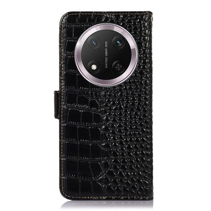 For Honor X9c 5G Global Crocodile Top Layer Cowhide Leather Phone Case(Black) - Honor Cases by buy2fix | Online Shopping UK | buy2fix