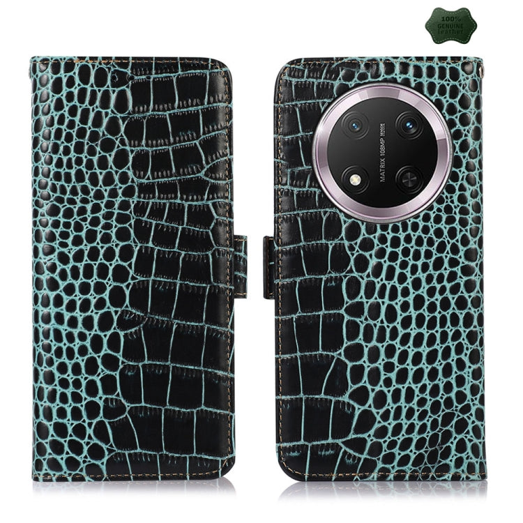 For Honor X9c 5G Global Crocodile Top Layer Cowhide Leather Phone Case(Green) - Honor Cases by buy2fix | Online Shopping UK | buy2fix