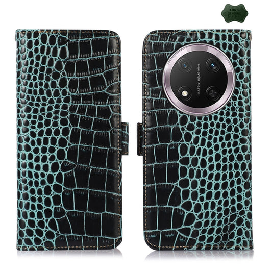 For Honor X9c 5G Global Crocodile Top Layer Cowhide Leather Phone Case(Green) - Honor Cases by buy2fix | Online Shopping UK | buy2fix