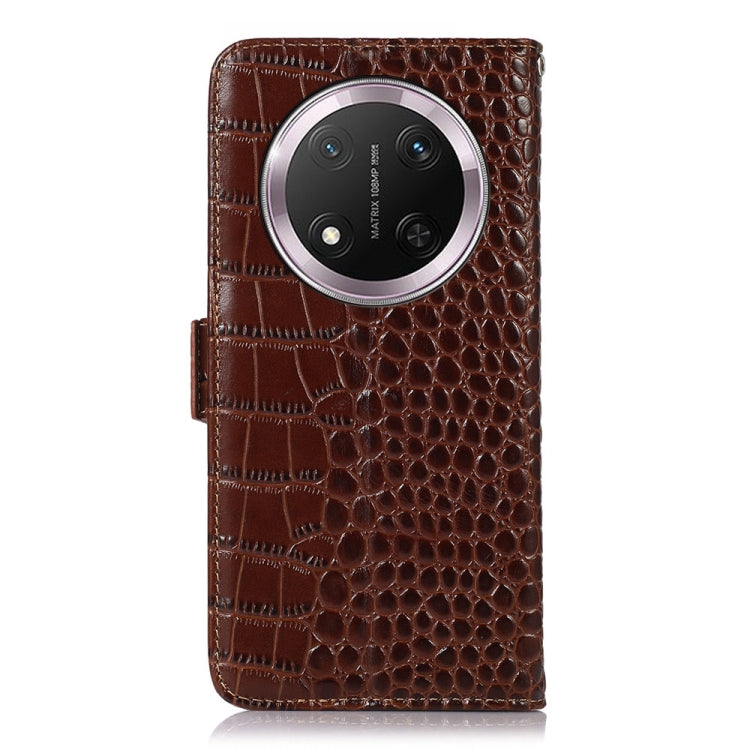 For Honor X9c 5G Global Crocodile Top Layer Cowhide Leather Phone Case(Brown) - Honor Cases by buy2fix | Online Shopping UK | buy2fix