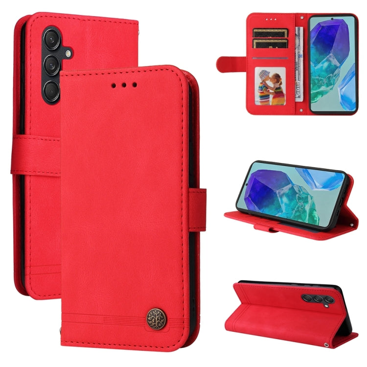 For Samsung Galaxy M55 5G Skin Feel Life Tree Metal Button Leather Phone Case(Red) by buy2fix