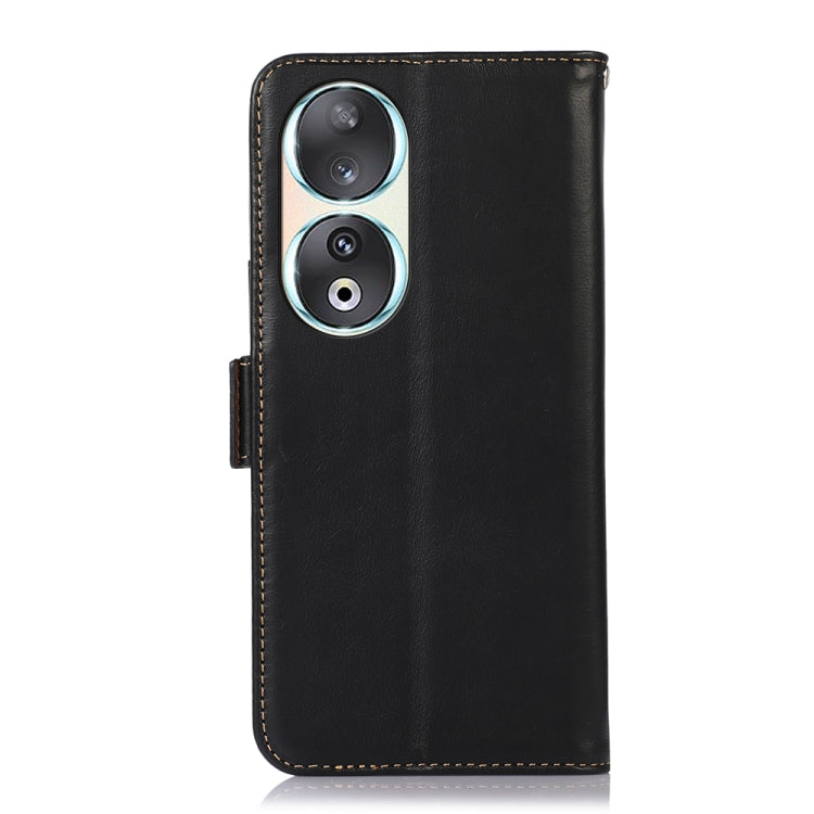 For Honor 90 Crazy Horse Top Layer Cowhide Leather Phone Case(Black) - Honor Cases by buy2fix | Online Shopping UK | buy2fix