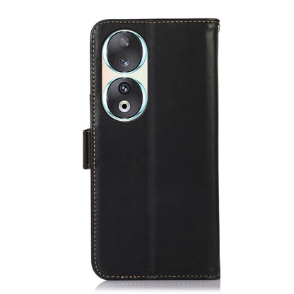For Honor 90 Crazy Horse Top Layer Cowhide Leather Phone Case(Black) - Honor Cases by buy2fix | Online Shopping UK | buy2fix