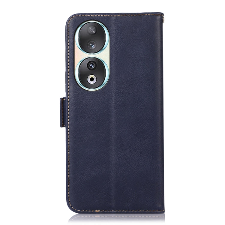 For Honor 90 Crazy Horse Top Layer Cowhide Leather Phone Case(Blue) - Honor Cases by buy2fix | Online Shopping UK | buy2fix