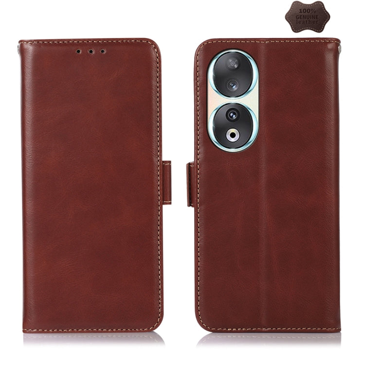 For Honor 90 Crazy Horse Top Layer Cowhide Leather Phone Case(Brown) - Honor Cases by buy2fix | Online Shopping UK | buy2fix