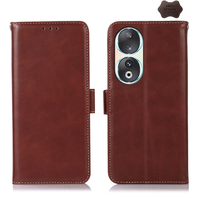 For Honor 90 Crazy Horse Top Layer Cowhide Leather Phone Case(Brown) - Honor Cases by buy2fix | Online Shopping UK | buy2fix