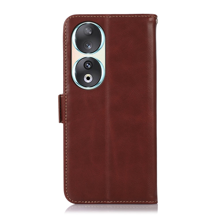For Honor 90 Crazy Horse Top Layer Cowhide Leather Phone Case(Brown) - Honor Cases by buy2fix | Online Shopping UK | buy2fix