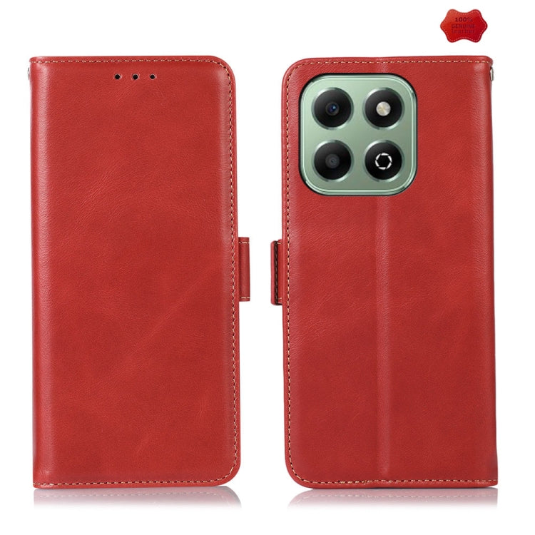 For Honor X6b Crazy Horse Top Layer Cowhide Leather Phone Case(Red) - Honor Cases by buy2fix | Online Shopping UK | buy2fix