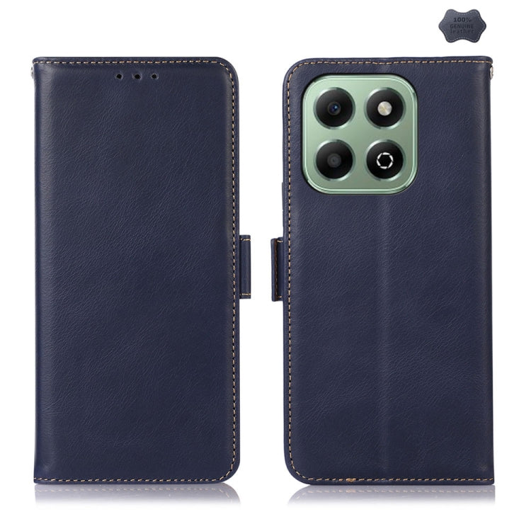 For Honor X6b Crazy Horse Top Layer Cowhide Leather Phone Case(Blue) - Honor Cases by buy2fix | Online Shopping UK | buy2fix