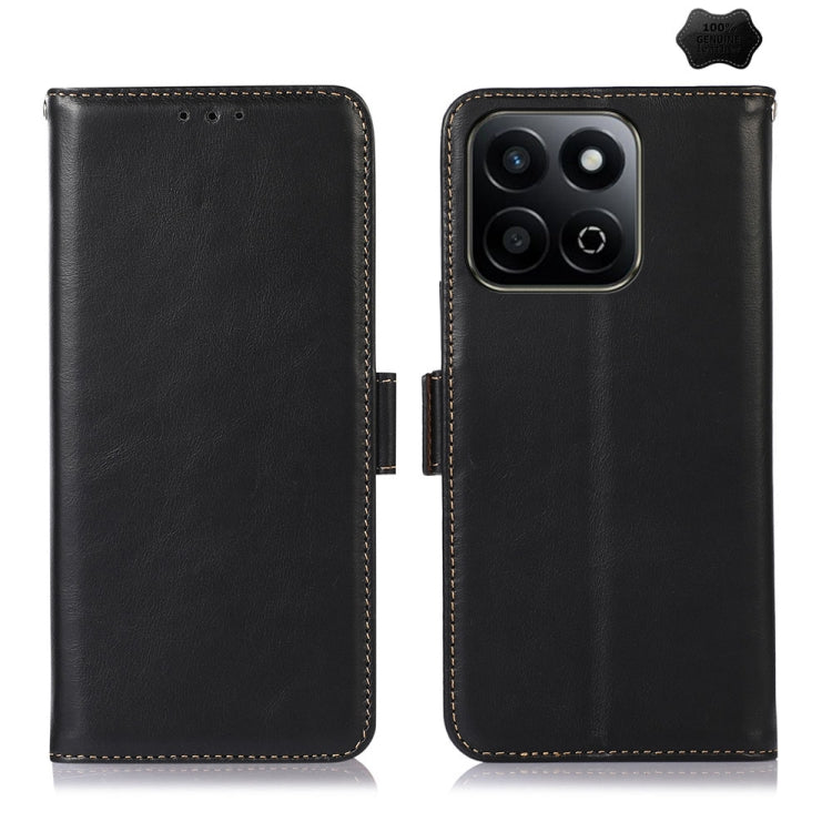 For Honor Play 60 Plus / 200 Smart Crazy Horse Top Layer Cowhide Leather Phone Case(Black) - Honor Cases by buy2fix | Online Shopping UK | buy2fix
