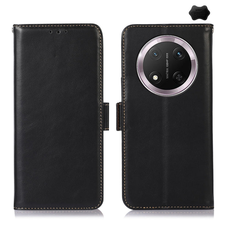 For Honor X9c 5G Global Crazy Horse Top Layer Cowhide Leather Phone Case(Black) - Honor Cases by buy2fix | Online Shopping UK | buy2fix